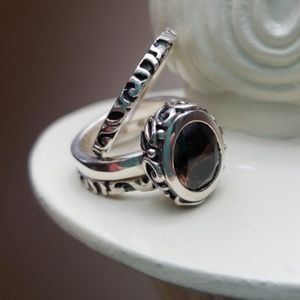 Silpada Smoky Quartz 3 ring stacking set